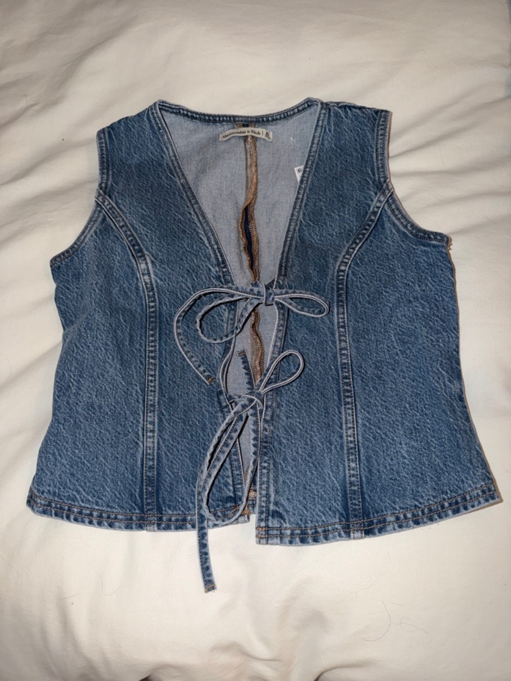 Abercrombie & Fitch Denim Tie-Front Tank